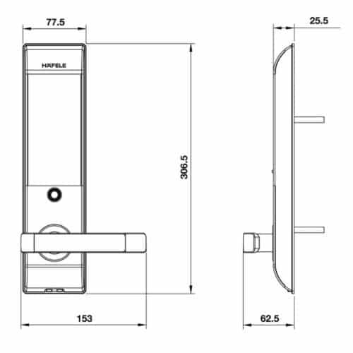 Kích thước Khóa điện tử Hafele EL7500-TC 912.05.716