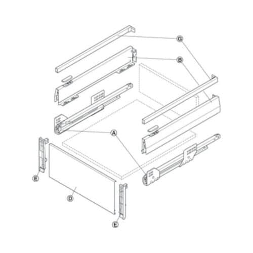 Lắp đặt Bộ ngăn kéo Hafele 513.42.325 Matrix Box P50 VIS 16/92/1200/500mm xám đậm