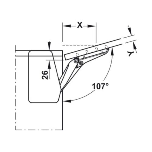 Bộ tay nâng FREE FLAP 1.7 Hafele 493.05.832 nắp xám 6 Thiết kế của Bộ tay nâng FREE FLAP 1.7 Hafele 493.05.832 nắp xám