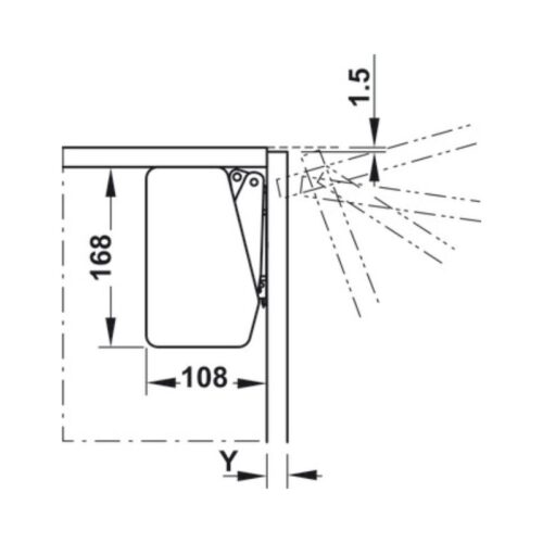 Bộ tay nâng FREE FLAP 1.7 Hafele 493.05.832 nắp xám 8 Thiết kế của Bộ tay nâng FREE FLAP 1.7 Hafele 493.05.832 nắp xám