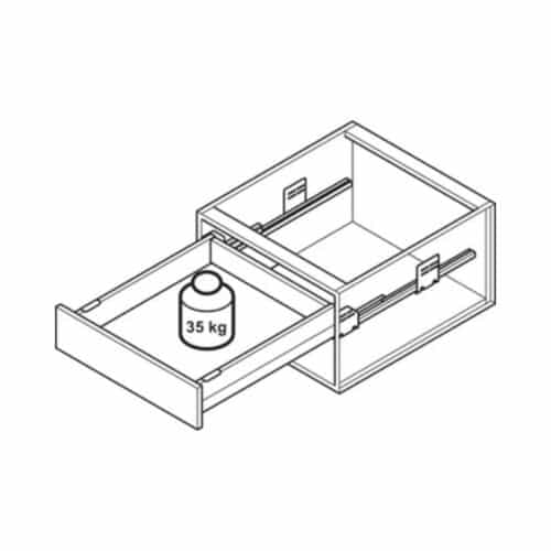 Sức chứa Bộ ngăn kéo Hafele 513.08.785 Matrix Box P35 VIS 16/92/1200/500mm trắng mờ