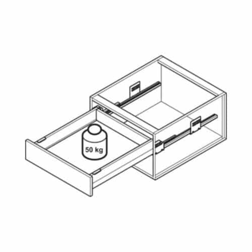 Sức chứa Bộ ngăn kéo Hafele 513.46.325 Matrix Box P50 VIS 16/115/1200/500mm