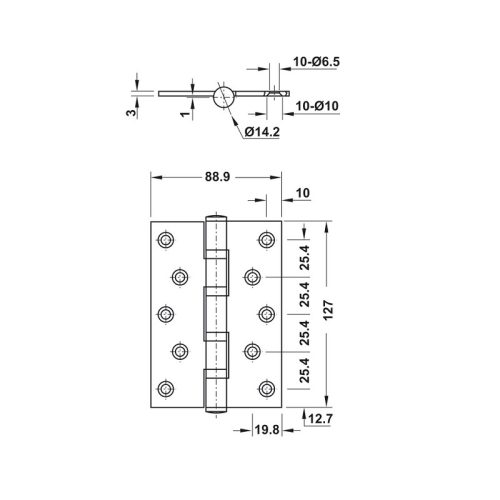 Bản lề lá 4BB Hafele 926.25.505 3 Kích thước Bản lề lá 4BB Hafele 926.25.505