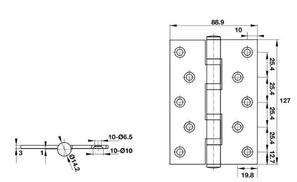 Bản lề lá 4BB Hafele 926.25.505 5 Kích thước Hafele 926.25.505