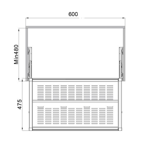 Kệ để giày bằng kim loại 600mm Hafele 807.95.161 3 Kích thước Kệ để giày bằng kim loại 600mm Hafele 807.95.161