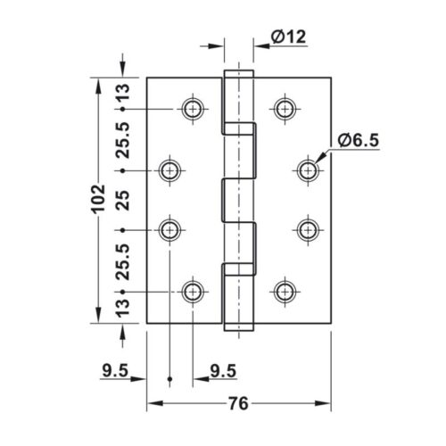 Bản Lề Lá Chống Cháy 2 Vòng Bi 120Kg Hafele 926.98.040 4 Kích Thước Bản Lề Lá Chống Cháy 2 Vòng Bi 120Kg Hafele 926.98.040