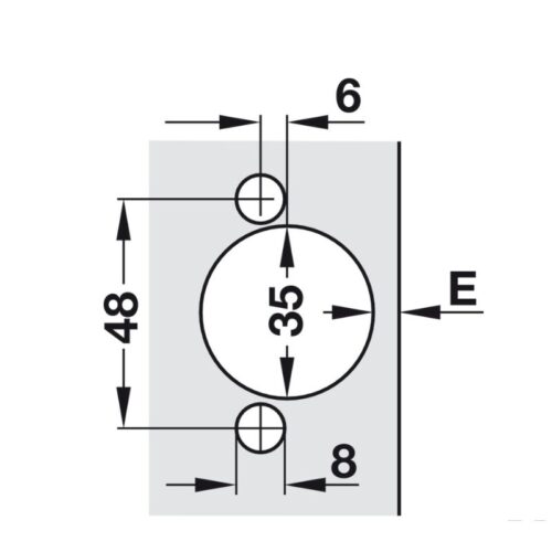 Kích thước khoan bản lề trùm nửa không bật Metalla SM 110° Hafele 315.06.351