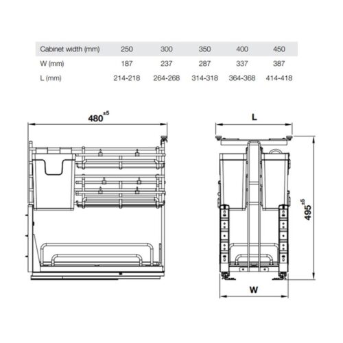 Giá dao thớt Inox 304 Hafele Omero 547.11.003 300mm 4 Kích thước giá dao thớt Inox 304 Hafele Omero 547.11.003 300mm